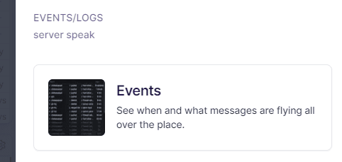 Select the Events widget