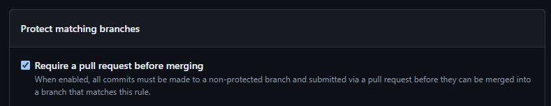 Require a pull request before merging