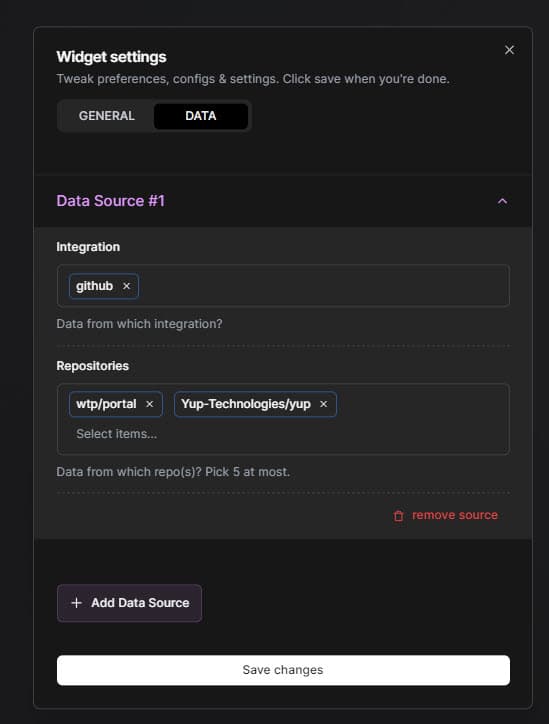 Widget Data Source Repositories