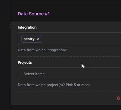 Sentry Events Data Settings